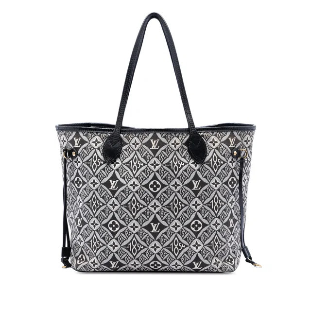 Black Louis Vuitton Monogram Jacquard Since 1854 Neverfull MM Tote Bag in Black Canvas from Designer Revival