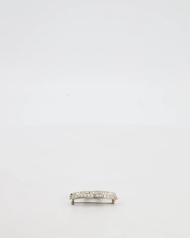 Chanel Silver Crystal Embellished CC Brooch in Silver from Sellier, photo 5 of 7