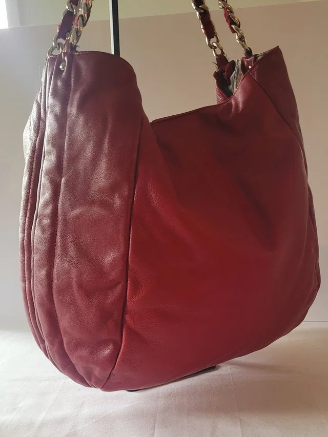 Furla Vintage Red Leather Hobo Shoulder Bag With Chain-Strap Detail in red Leather from Poshmark