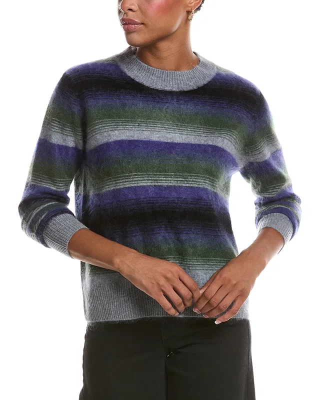 Autumn Cashmere Brushed Ombre Stripe Crewneck 100% Cashmere Sweater, image 1 of 1 from Rue La La