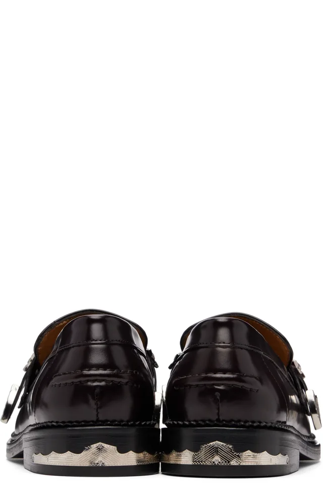Toga Virilis SSENSE Exclusive Burgundy Metal Loafers, photo 2 of 5 from SSENSE