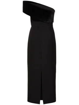 Roland Mouret Midi dress with asymmetric neckline in 86% Polyester, 10% Viscose, 4% Elastane, photo 5 of 5 from LUISAVIAROMA