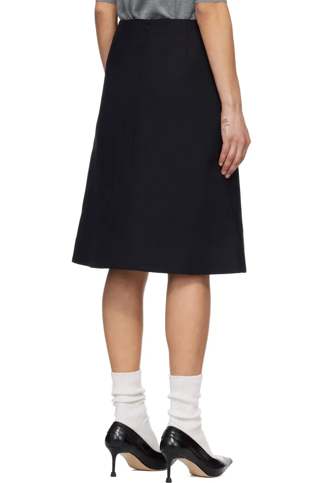 SHUSHU/TONG Navy A-Line Midi Skirt, photo 3 of 4 from SSENSE