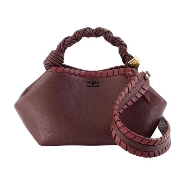 GANNI Bou Handbag Shoulder Bag — Burgundy Synthetic in Burgundy Leather from HEWI