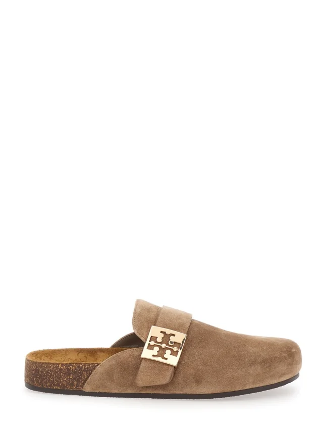 Tory burch 'Mellow' Beige Suede Slip-On Mule with Metal Logo Buckle for Women in Beige 100% Bovine from Gaudenzi Boutique, photo 1 of 1
