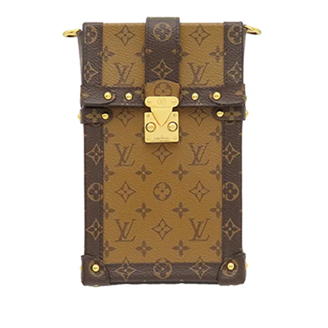 Brown Louis Vuitton Monogram Reverse Pochette Trunk Verticale Crossbody Bag in Brown Coated canvas from Designer Revival