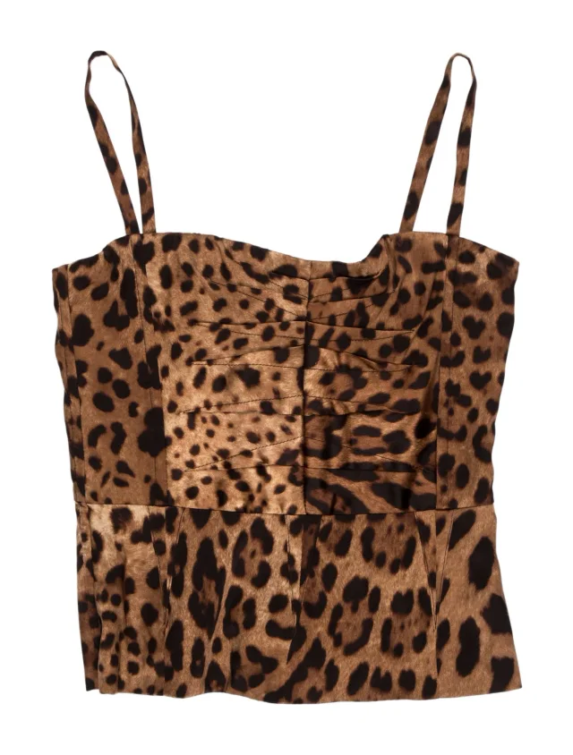 Dolce & Gabbana Silk Animal Print Top in brown|red Silk from The RealReal