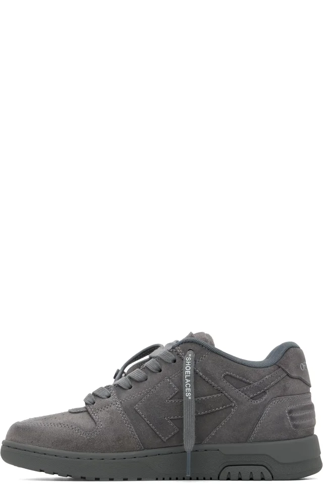Off-White Gray Out Of Office "For Walking" Suede Sneakers, photo 3 of 5 from SSENSE