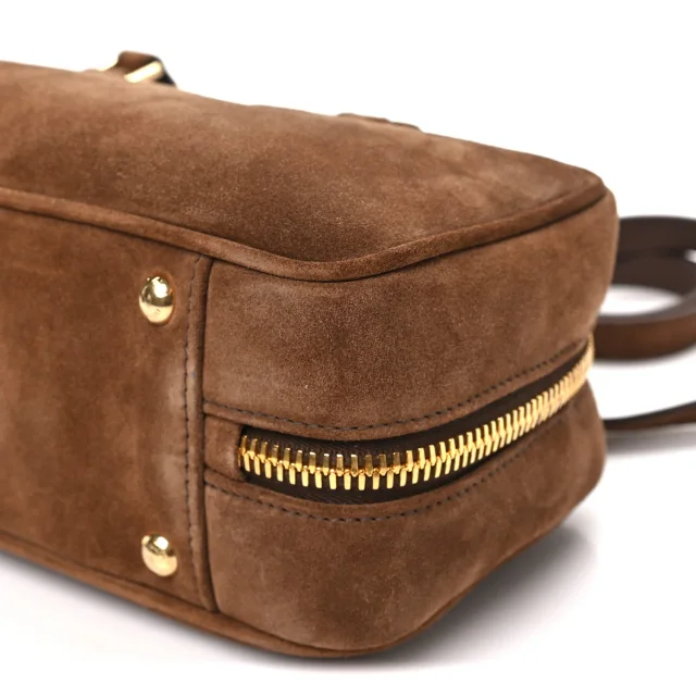 Miu Miu Padded Regular Arcadie Top Handle Bag Cacao in Suede from FASHIONPHILE, photo 9 of 9