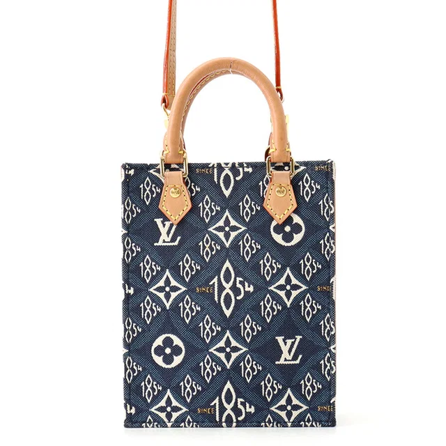 Louis Vuitton Petit Sac Plat BlueM80288 Monogram / Jacquard SINCE1854 in Leather from GALLERY RARE