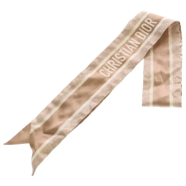 Dior Oblique Pattern Silk Calfskin Pink Gold Scarf in Pink Calfskin from The Reluxe