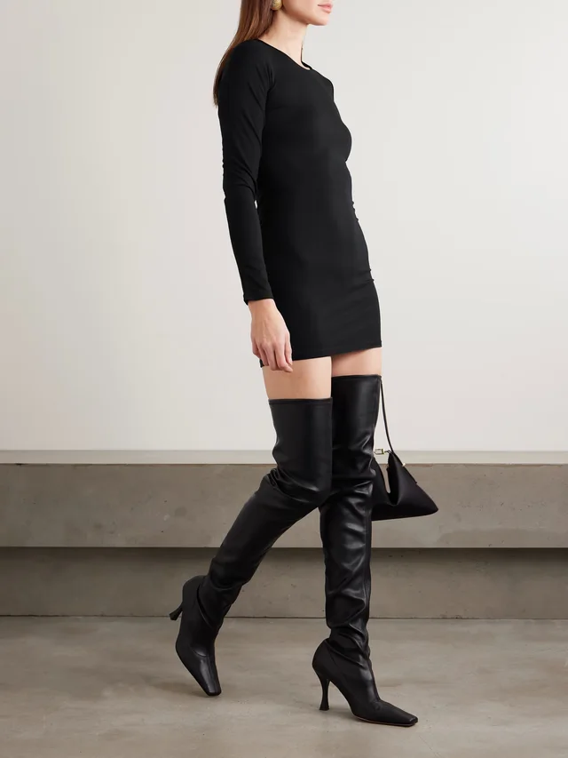 SKIMS Smooth Layers Crewneck Mini Dress - Obsidian in Black, photo 2 of 2 from NET-A-PORTER (Canada)