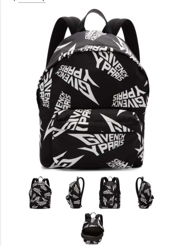 Givenchy Paris Logo Print Nylon Backpack Black White Large Bag in black|white Nylon from Poshmark, photo 1 of 1