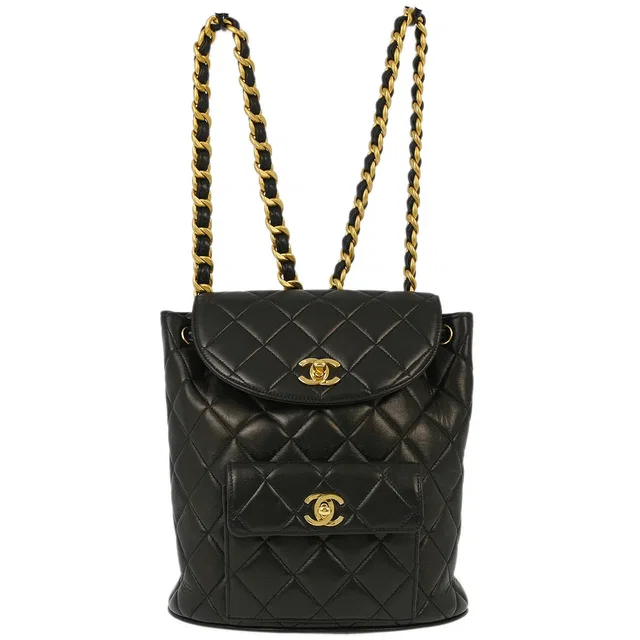 Chanel 1994-1996 Black Lambskin Large Duma Backpack in Black Lambskin from AMORE Vintage Tokyo