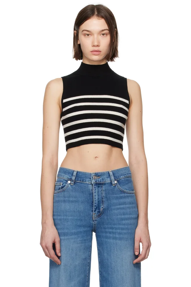 Black Cropped Cashmere Mockneck Sweater, image 1 of 1 from SSENSE