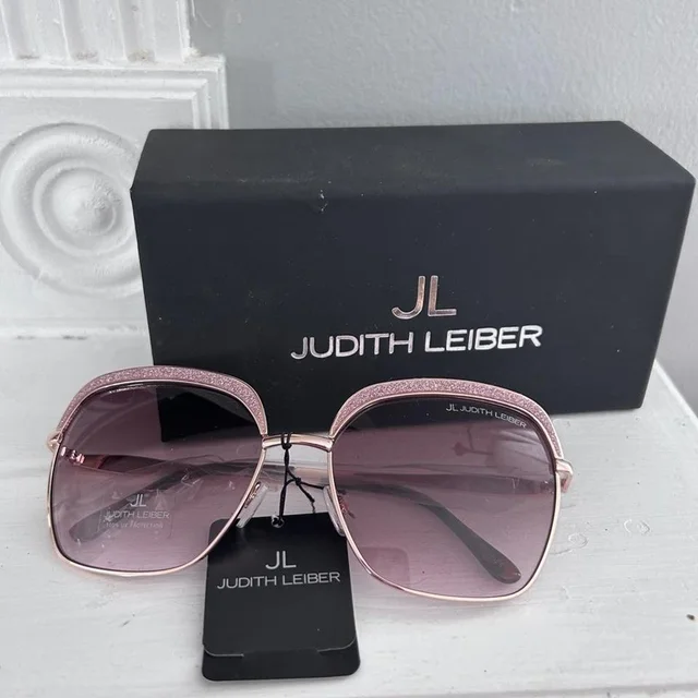 Judith Leiber Women's Square Sunglasses - Pink in pink from Depop, photo 1 of 1