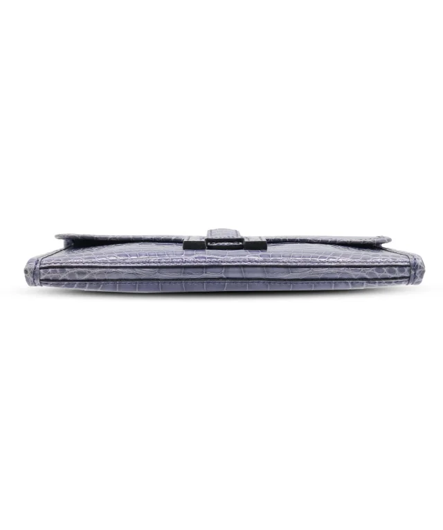 Hermès Bleu Brighton Shiny Mississippi Alligator Mini Jige Clutch in Blue Crocodile from Luxury Promise, photo 5 of 11