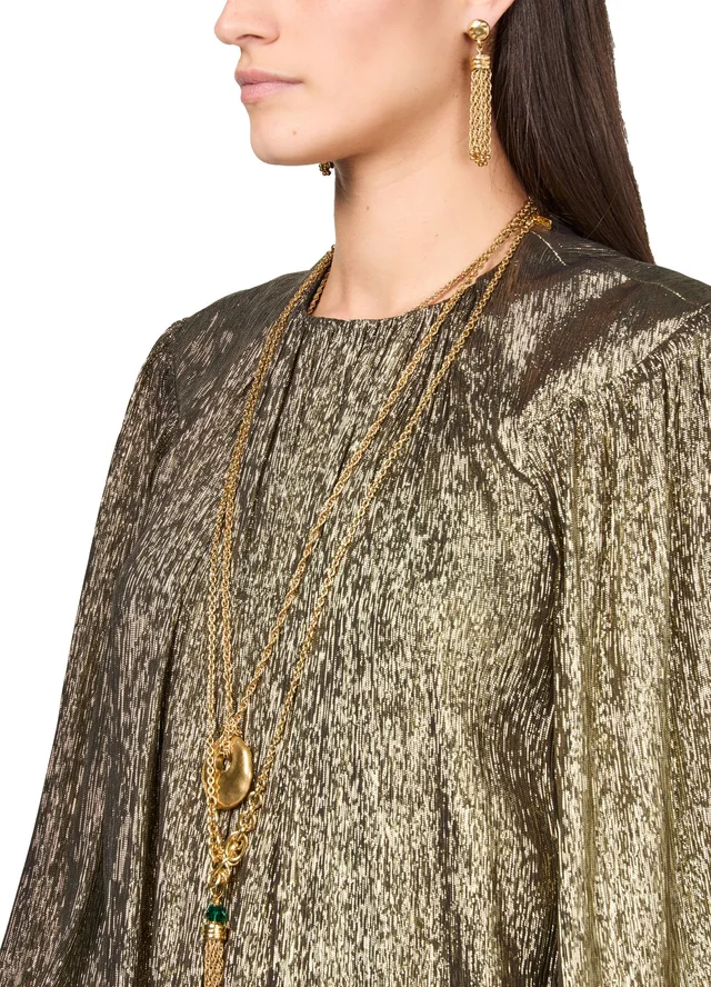 CHLOE Metallic mini dress in Gold 71% silk, 29% metalic polyester, photo 4 of 6 from 24S (Canada)