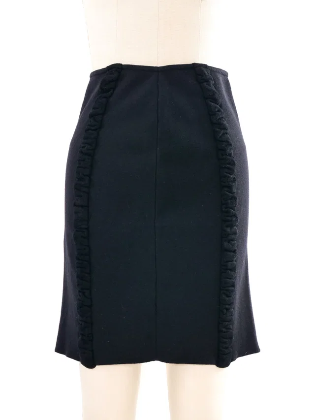 Alaïa Black Chenille Knit Stripe Skirt in Black Wool from Arcade Vintage