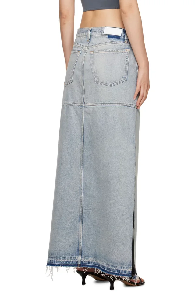 Re/Done Blue Split Maxi Skirt, photo 3 of 4 from SSENSE