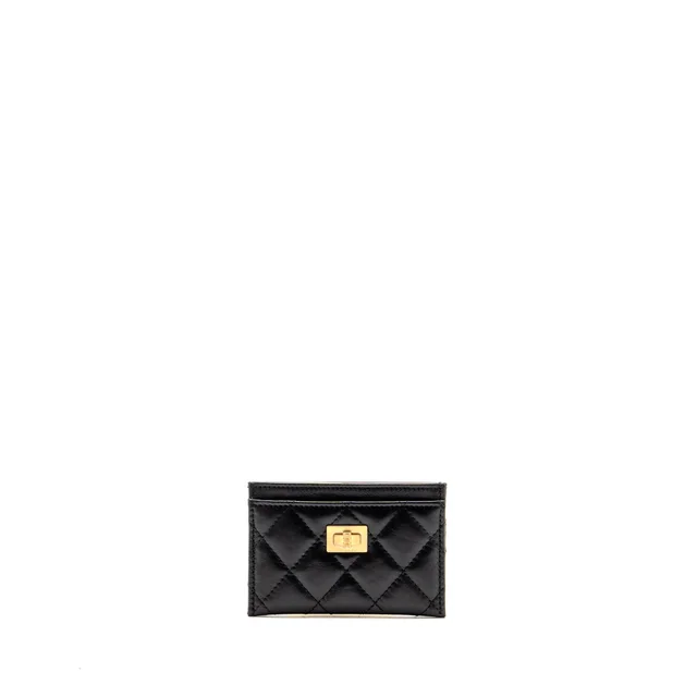 Chanel 2.55 Reissue Card Holder Aged Calfskin Black GHW in Black Calfskin from EMIER