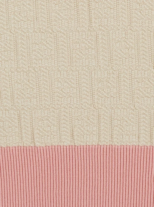 FENDI Beige Long-Sleeved Sweater with V-Neck and All-Over FF Motif in Cotton Women in Beige 100% Cotton, photo 5 of 6 from Gaudenzi Boutique