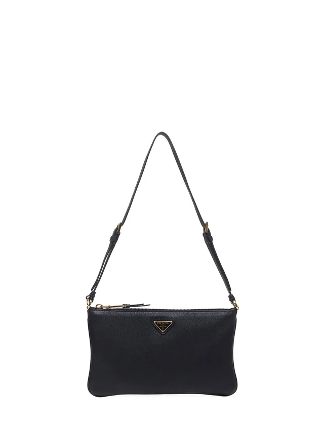 Prada Calf Leather Shoulder Bag — Black in Black Calfskin from HEWI