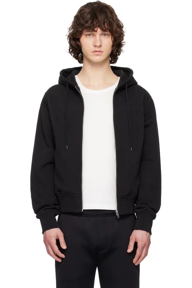 Black Slim Zip Up Hoodie