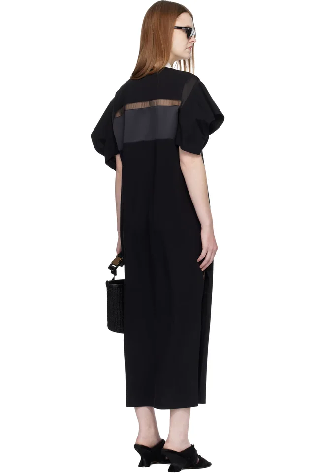 sacai Black Cotton Jersey Midi Dress, photo 3 of 4 from SSENSE