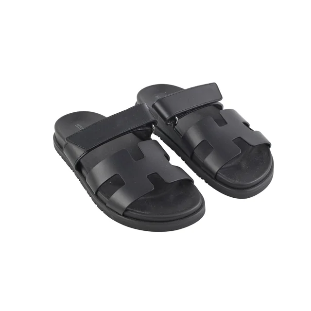 Hermès Chypre Size 36 Black Sandals in Black Leather from The Purse Affair