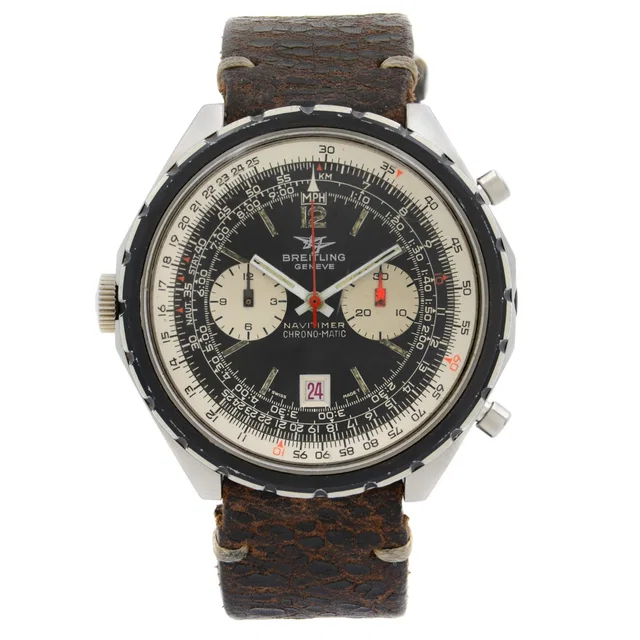 Breitling Vintage Navitimer Chrono-Matic Black and White Dial Mens Watch in Black from Truefacet