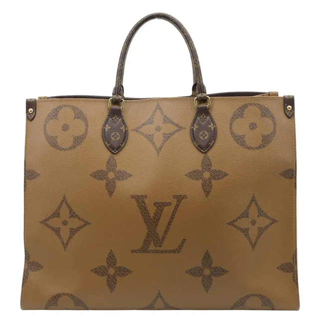 Louis Vuitton Onthego GM Giant Monogram Reverse Canvas Tote Bag Brown in Brown Canvas from Dallas Designer Handbags