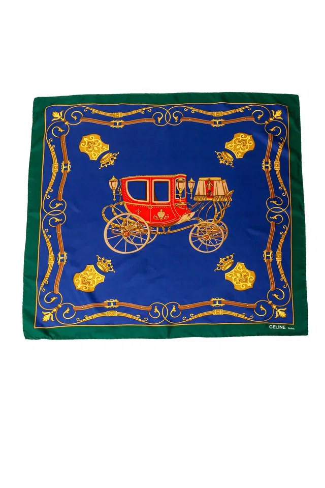 Celine Carriage & Crown Print Silk Scarf in Silk from Recess LA
