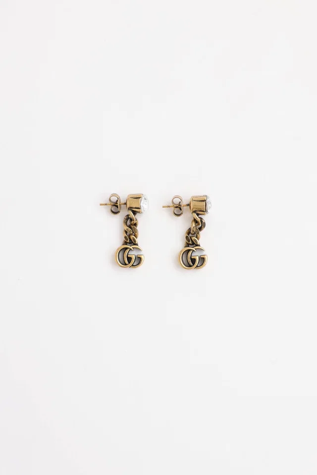 Gucci Cubic Zirconia GG Drop Earrings from VSP Consignment