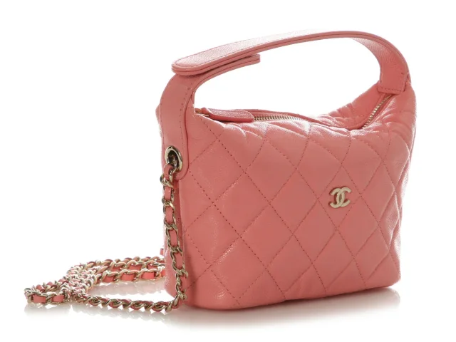 Chanel Small Pink Quilted Caviar Hobo Clutch in Pink Caviar leather from Ann's Fabulous Finds, photo 6 of 10