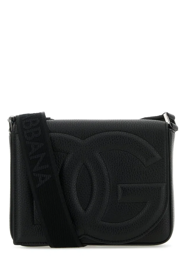 Dolce & Gabbana Quilted Logo Shoulder Bag — Black in Black Leather from HEWI