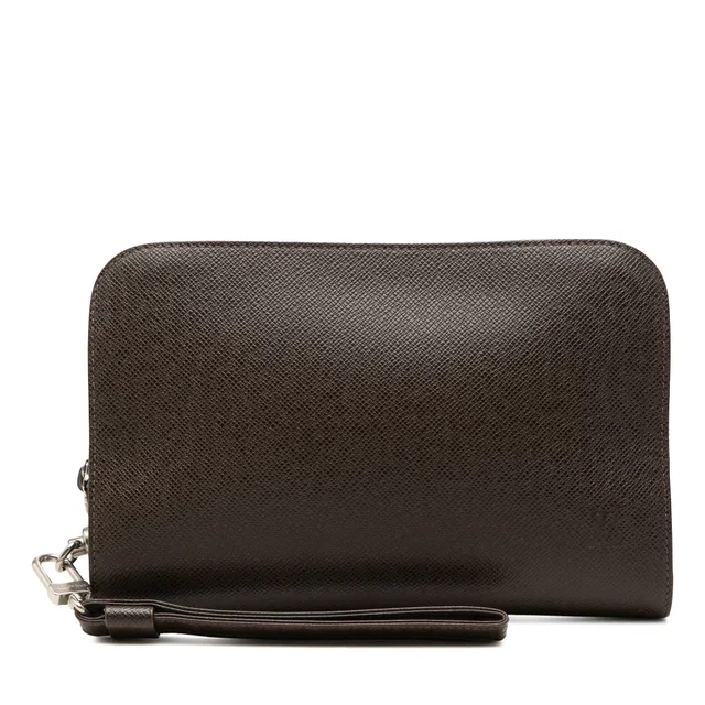Brown Louis Vuitton Taiga Pochette Baikal Clutch Bag in Brown Leather from Designer Revival