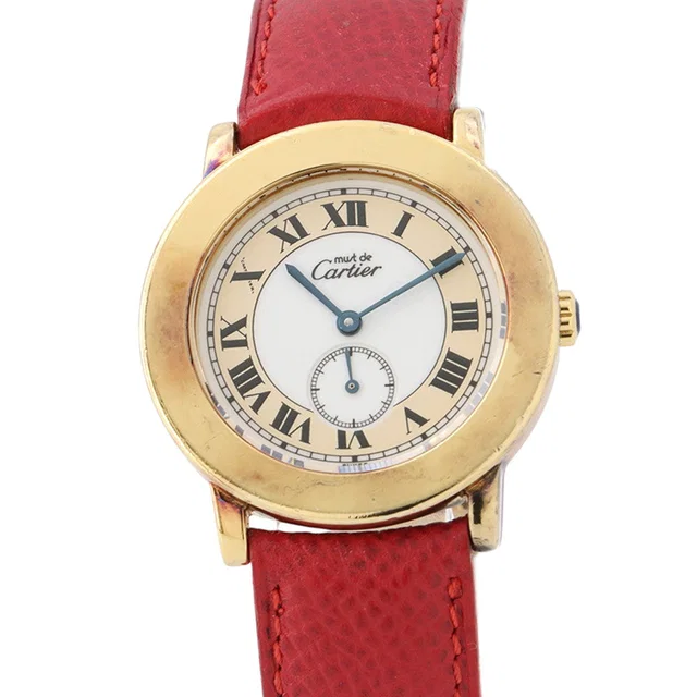 Must-have Cartier Ronde W32mm Gold Plated Leather White DialW1006922 in White Leather from GALLERY RARE