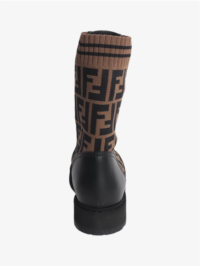 Fendi Black and brown Zucca printed boots - size EU 36.5 (UK 3.5) in Black Leather from Sign of the Times, photo 3 of 8