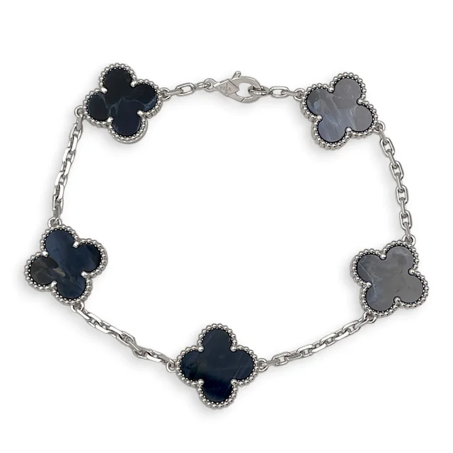 Van Cleef & Arpels (PSPM) Vintage Alhambra,5 Motifs Bracelet in Blue in Blue from LuxLexicon, photo 2 of 3