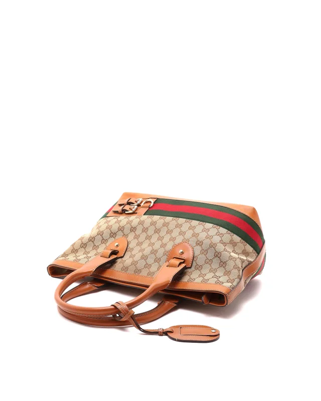 Gucci GG Web Heritage Tote Bag in Canvas from A Retro Tale, photo 5 of 9