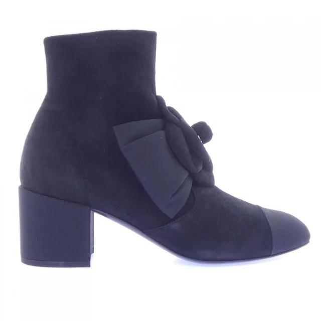 Chanel Short Boots Black in Black Suede from The Reluxe