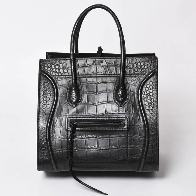 Celine Phoebe Philo Era Square Luggage Phantom Leather Black Handbag in Black Leather from The Reluxe