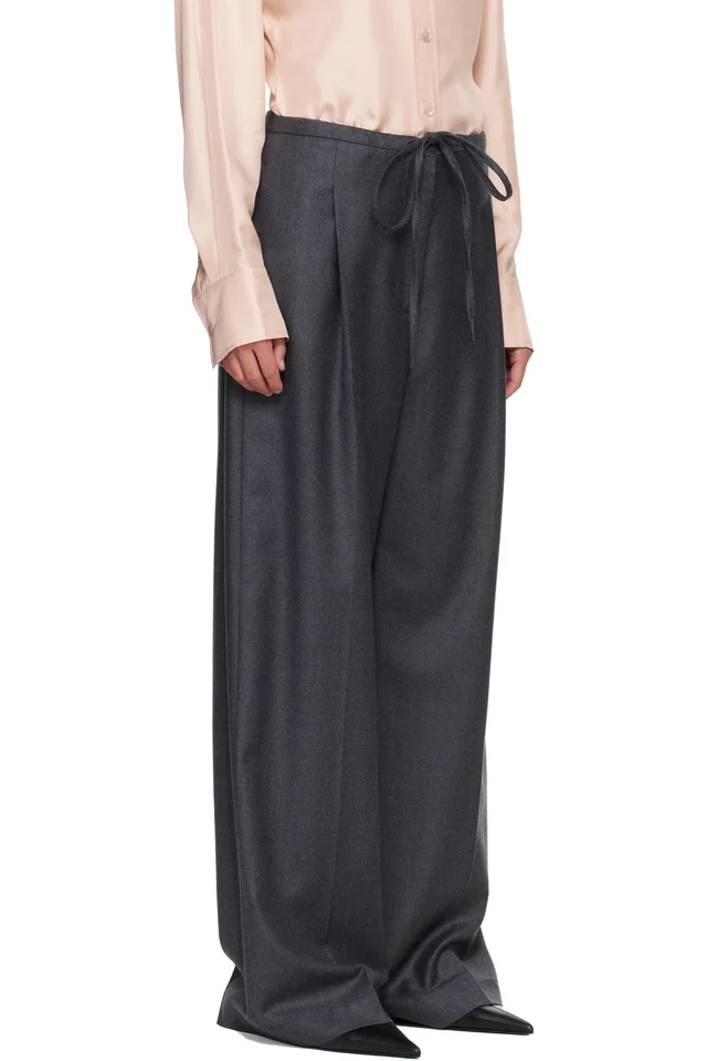 Róhe Gray Relaxed Soft Wool Trousers, photo 2 of 4 from SSENSE