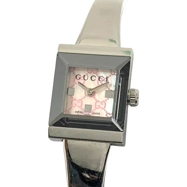 Gucci 128.5 Friends Bangle Watch Silver Pink in Pink from The Reluxe