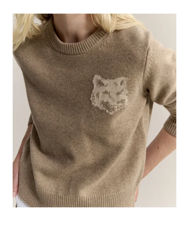 Maison Kitsune FOX HEAD INTARSIA MERINO JUMPER, image 1 of 1 from SENSER