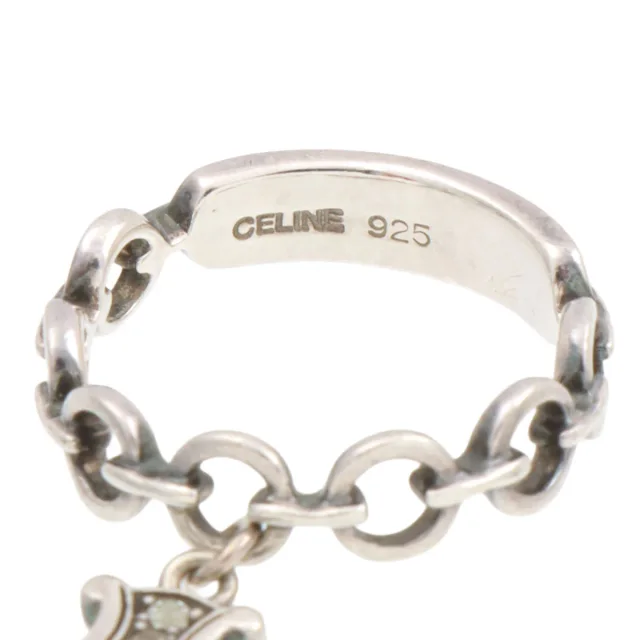Celine SV925 rhinestone macaroon chain ring #49 silver from VINTAGE QOO TOKYO, photo 4 of 7