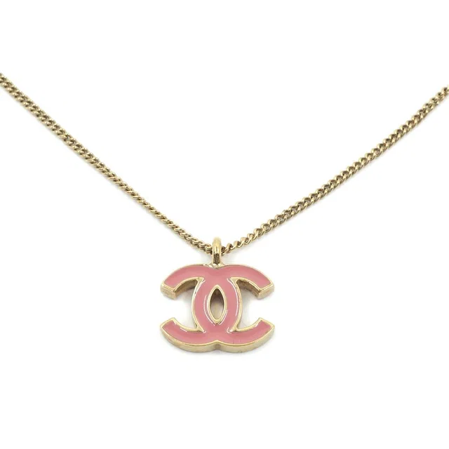Chanel 01A Necklace CC Logo Pink Gold 42 in Pink from The Reluxe