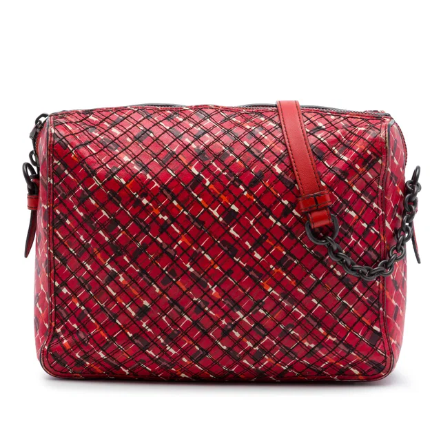 Red Bottega Veneta Printed Leather Camera Bag in Red Leather from Designer Revival