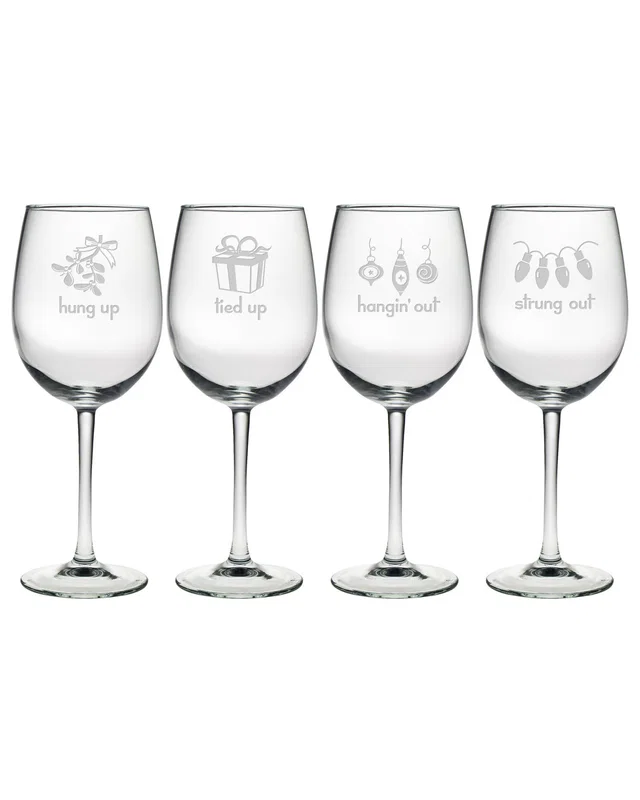 Susquehanna Glass Set of Four 19oz Holiday Hang Ups AP Wine Glasses, image 1 of 1 from Rue La La